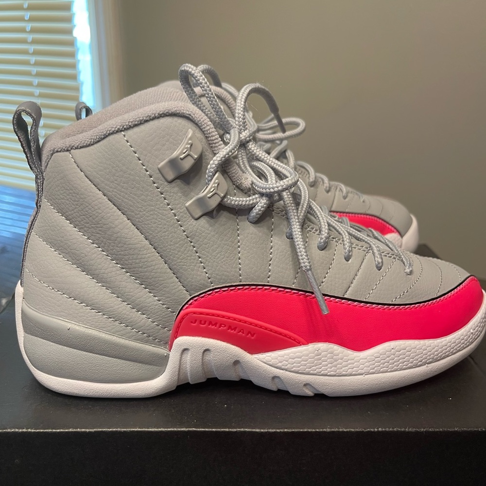 Grey and pink Air Jordan 12 Retro GS size 4.5 Youth